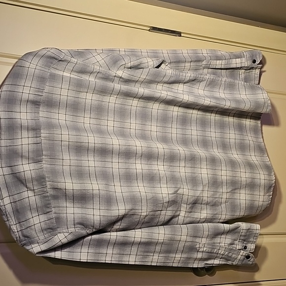 Wrangler Men's Blue and White Plaid Snap- Button Down Shirt Size L - Picture 4 of 5